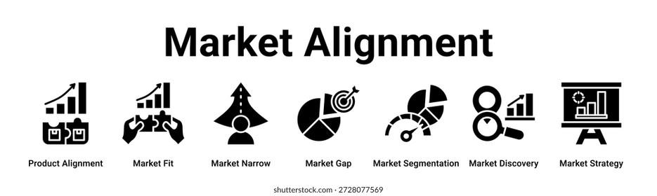 Market Alignment Web-Banner Symbol Vektorgrafik Konzept für Unternehmen.