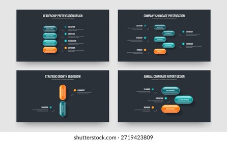 Market Analysis 4 5 2 3 Element Diagram Presentation Layout Bundle. Enterprise Introduction Four Five Two Three Option Infographic Frame Design Vector Illustration Collection.