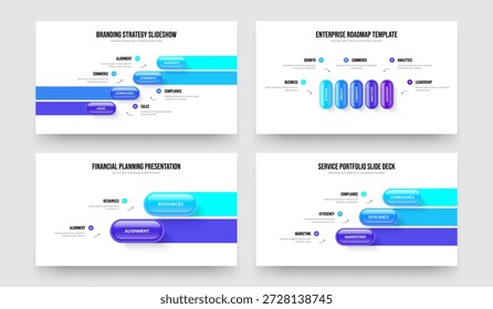 Análisis de mercado 4 5 2 3 Paquete de Plantilla de presentación de diapositivas de infografía de opciones. Revisión de inversores Cuatro Cinco Dos Tres Elementos Diagrama Diseño de marco Ilustración vectorial Colección.