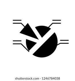 Market analysis black icon, vector sign on isolated background. Market analysis concept symbol, illustration 