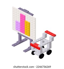 Concepto de análisis de mercado sobre fondo blanco. Vector clipart