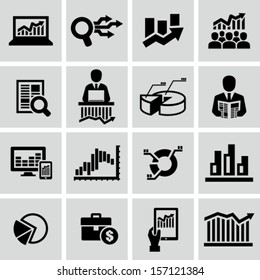 Market analysis, diagrams icons