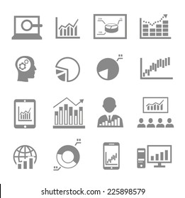 Market analysis, diagrams icons black on white