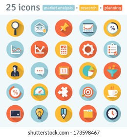 MARKET ANALYSIS.  flat app icons for web & mobile. Set 1 of  8 