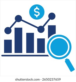Market Analysis Flat Blue Icon Vector Illustration