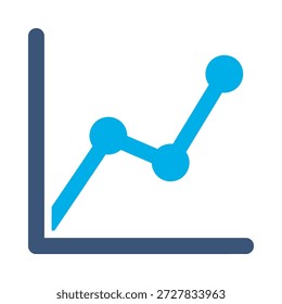 Icono de análisis de mercado línea de diseño de Vector plano azul símbolo de gráfico estadísticas de tendencias comerciales finanzas crecimiento elemento gráfico signo