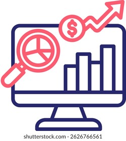 Ilustração do vetor de cores do ícone de análise de mercado
