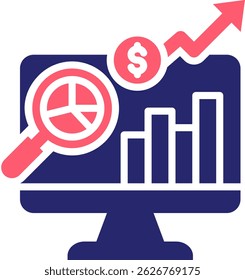 Ilustração do vetor de preenchimento do ícone de análise de mercado