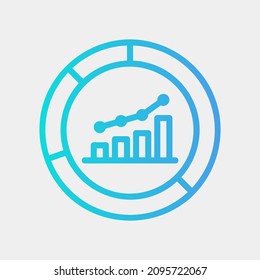Icono de análisis de mercado en el estilo de gradiente sobre marketing y seo, uso para presentación de aplicaciones móviles del sitio web