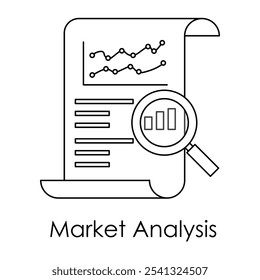 Ícone de Análise de Mercado - Gráfico e Lupa Representando Análise de Dados e Visão de Mercado.