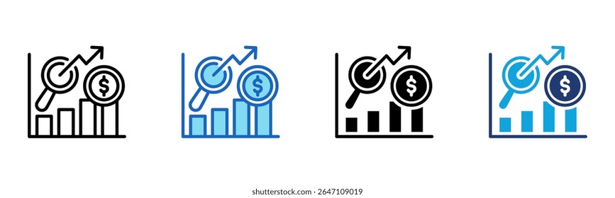 Icono de análisis de mercado Multi Style Ilustración vectorial