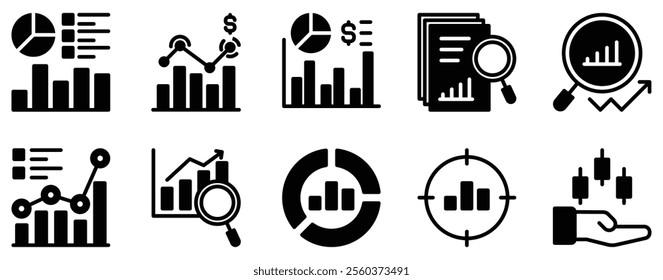 Market Analysis Icon Set Comprehensive Solid Style Collection for Business Insights