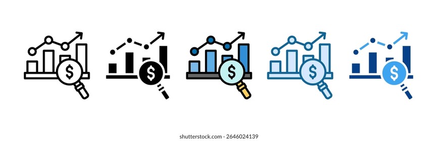 Conjunto de iconos de análisis de mercado Colección de estilos múltiples