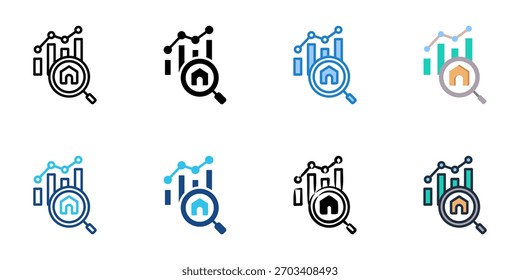 Market analysis icon set multiple style collection 

