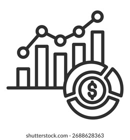 Icono de análisis de mercado Colección de Vector único