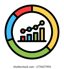 Market analysis icon vector illustration in filled line style for any projects, use for website mobile app presentation