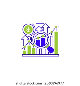 Market Analysis Line Icon. linear style sign for mobile concept and web design. Outline vector icon.
