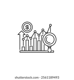 Market Analysis Line Icon. linear style sign for mobile concept and web design. Outline vector icon.