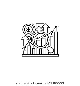 Market Analysis Line Icon. linear style sign for mobile concept and web design. Outline vector icon.