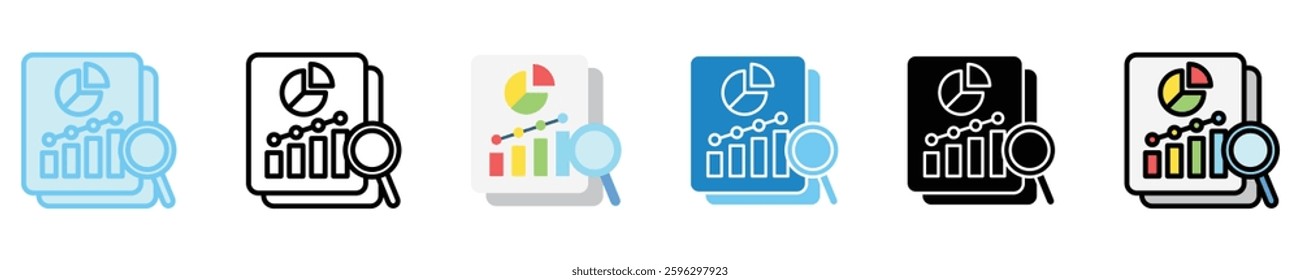 Market Analysis multi style icon set, mini illustration. use for modern concept, print, UI, UX kit, web and app development. Vector EPS 10, related to money investment, finance, economy, business.