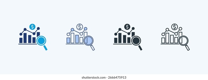 Coleção de Ícones de Estilo Múltiplo da Análise de Mercado