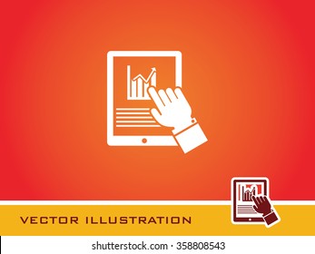 Market Analysis on Tablet Phone Icon. Eps-10.