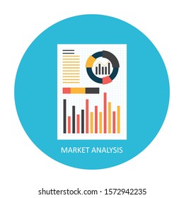 Market analysis report. Working with financial papers. Accounting concept