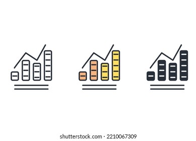análisis de mercado iconos de línea delgada. Ilustración vectorial aislada en blanco. Trazo editable.