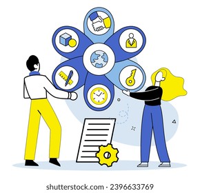 Market analysis vector illustration. Finance plays crucial role in development new markets and requires careful investment planning The market analysis metaphor compares process to peering through