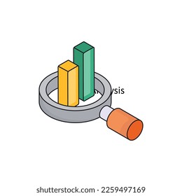 Icono de Esquema relleno isométrico de análisis de mercado para sus proyectos digitales o de impresión.