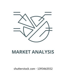 Market analysis vector line icon, linear concept, outline sign, symbol