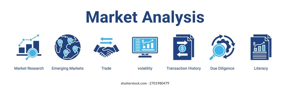 Market Analysis-Webbanner-Symbolelement für das Design in einer Sammlung