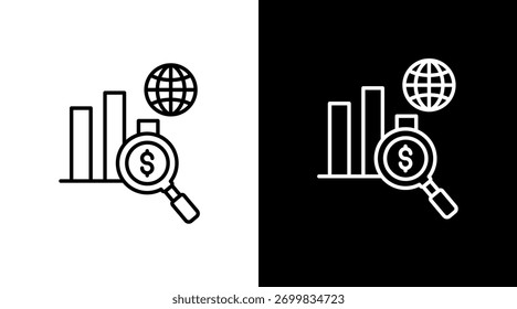 Análisis de mercado Diseño de conjunto de iconos blancos