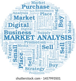 Market Analysis word cloud. Vector made with text only