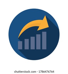 Market analytics flat icon with long shadow. Perfomance chart illustration. Vector.