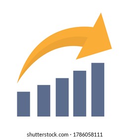 Market analytics flat icon. Perfomance chart illustration. Vector.