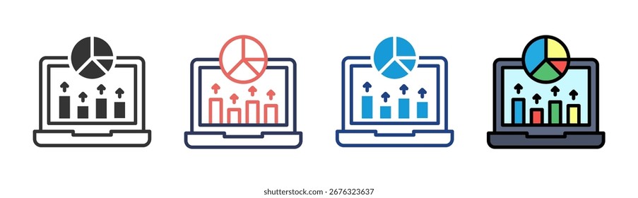 Coleção de Vários Estilos do Conjunto de Ícones do Market Analytics