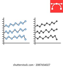 Market analytics line and glyph icon, diagram and marketing, market analysis vector icon, vector graphics, editable stroke outline sign, eps 10.
