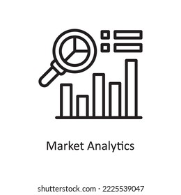 Market Analytics  Vector Outline Icon Design illustration. Business and Finance Symbol on White background EPS 10 File
