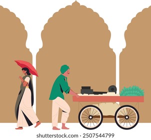 the market area in the India vector art 