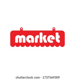 Market Awning And Inscription, Vector Icon