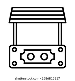 Market Awning Vector Line Icon Design