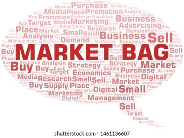 Market Bag word cloud. Vector made with text only