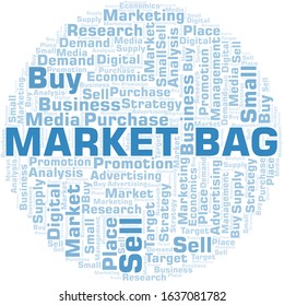 Market Bag word cloud. Vector made with text only.