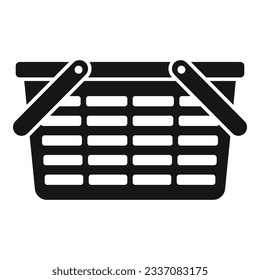 Marktkorb Symbol einfache Vektorgrafik. Picnic hamper. Holzgriff