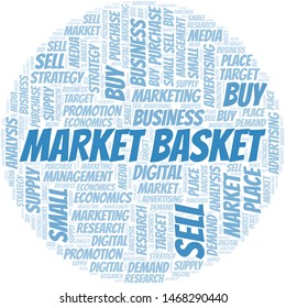 Market Basket word cloud. Vector made with text only