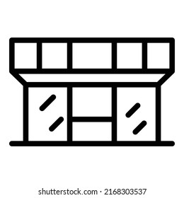 Vector de contorno de icono de construcción de mercado. Ciudad moderna. Centrar el negocio