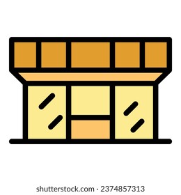 Market building icon outline vector. City modern. Center business color flat