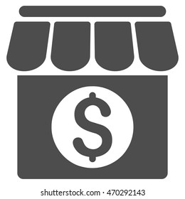 Market Building icon. Vector style is flat iconic symbol with rounded angles, gray color, white background.