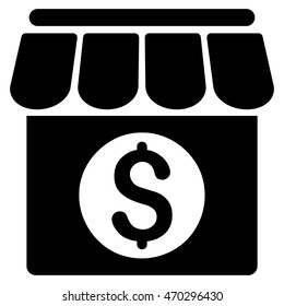 Market Building icon. Vector style is flat iconic symbol with rounded angles, black color, white background.